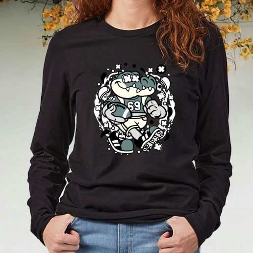 Black Long Sleeve T Shirt Crocodile Football