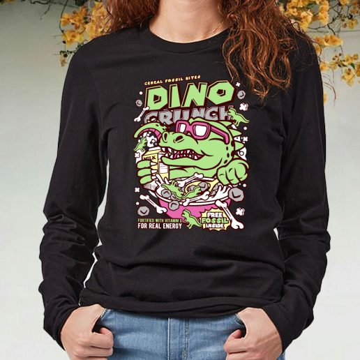 Black Long Sleeve T Shirt Dino Crunch