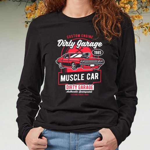 Black Long Sleeve T Shirt Dirty Garage