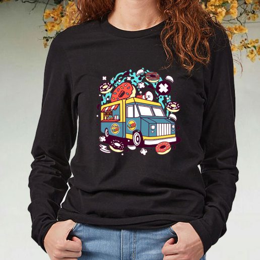 Black Long Sleeve T Shirt Donut Van