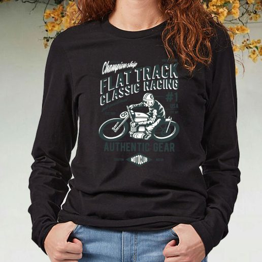 Black Long Sleeve T Shirt Flat Track Classic Racing