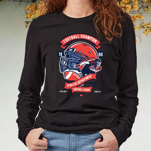 Black Long Sleeve T Shirt Football Champion League