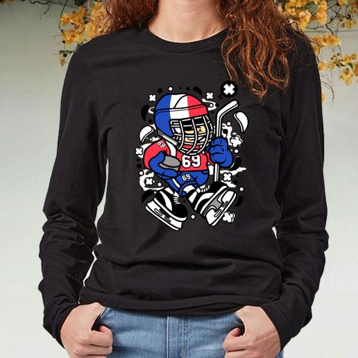 Black Long Sleeve T Shirt France Hockey Kid