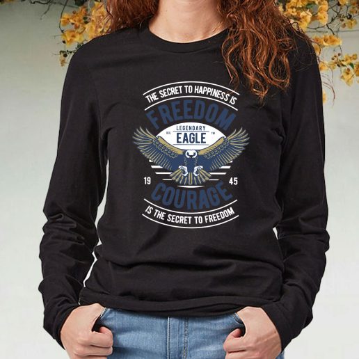 Black Long Sleeve T Shirt Freedom Eagle