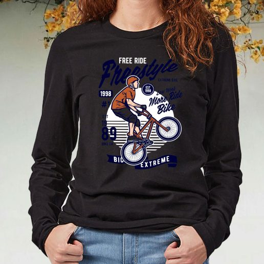 Black Long Sleeve T Shirt Freestycle Bike