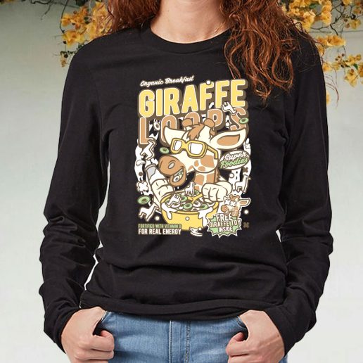 Black Long Sleeve T Shirt Girrafe Loops