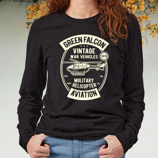 Black Long Sleeve T Shirt Green Falcon