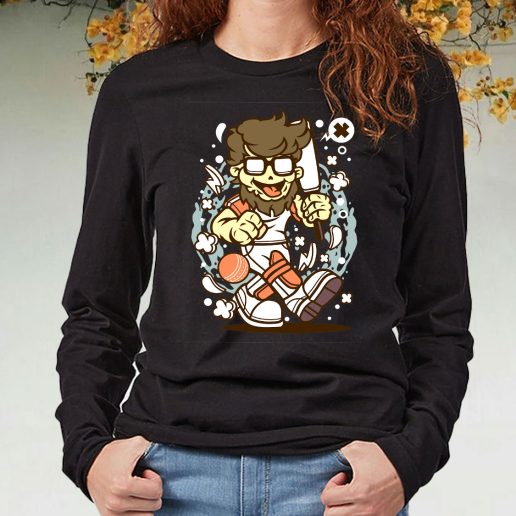 Black Long Sleeve T Shirt Hipster Cricket