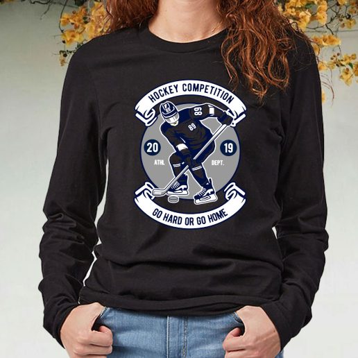 Black Long Sleeve T Shirt Hockey Competition