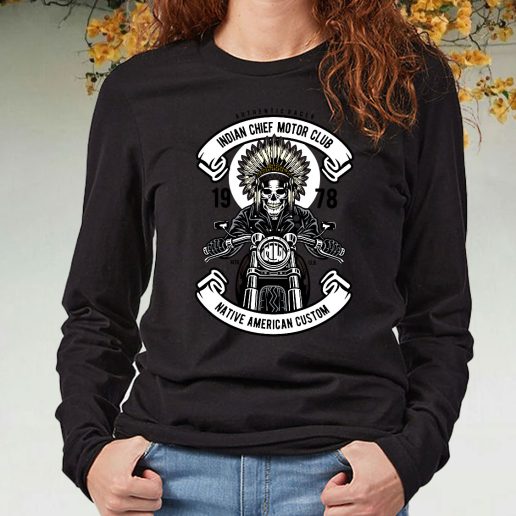 Black Long Sleeve T Shirt Indian Chief Biker