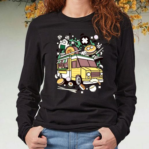 Black Long Sleeve T Shirt Japanese Food Van