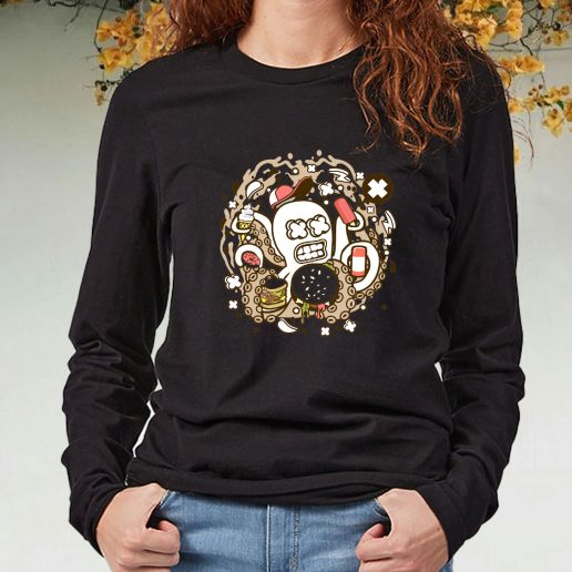 Black Long Sleeve T Shirt Junk Food Octopus