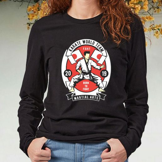 Black Long Sleeve T Shirt Karate World Team