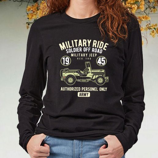 Black Long Sleeve T Shirt Military Ride