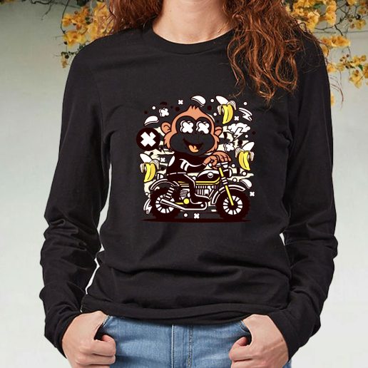 Black Long Sleeve T Shirt Monkey Motocrosser