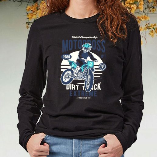 Black Long Sleeve T Shirt Motocross Extreme Dirt Track