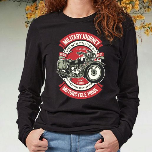 Black Long Sleeve T Shirt Motorcycle Military