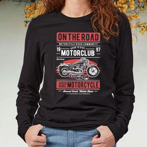 Black Long Sleeve T Shirt Motorcycle On The Road