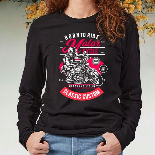 Black Long Sleeve T Shirt Motorcycle Rider