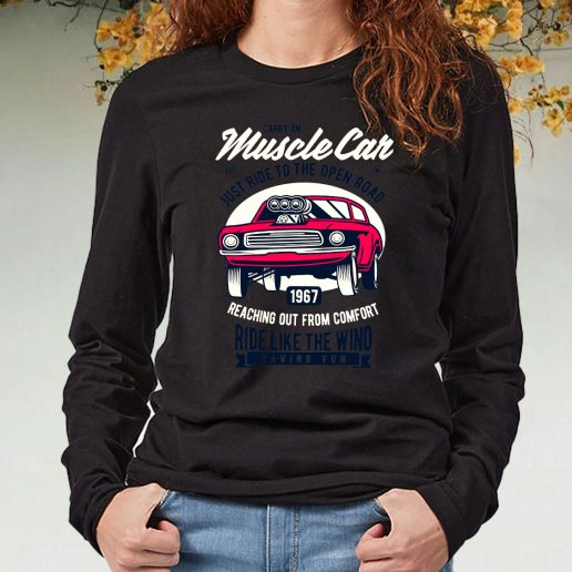 Black Long Sleeve T Shirt Muscle Car