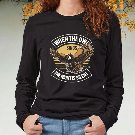 Black Long Sleeve T Shirt Owl