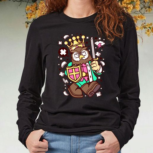 Black Long Sleeve T Shirt Owl King