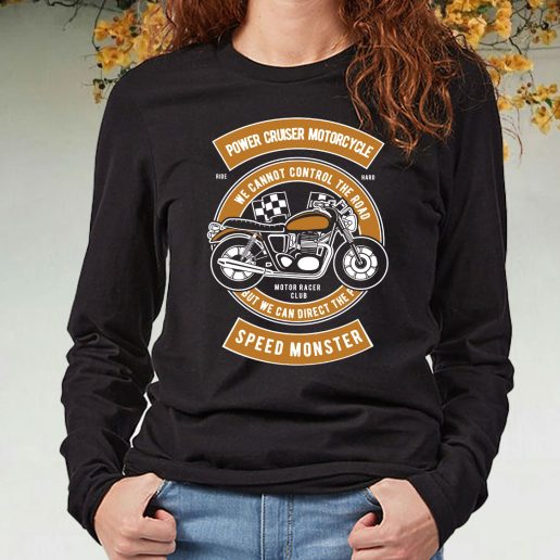 Black Long Sleeve T Shirt Power Cruiser Motorcycle