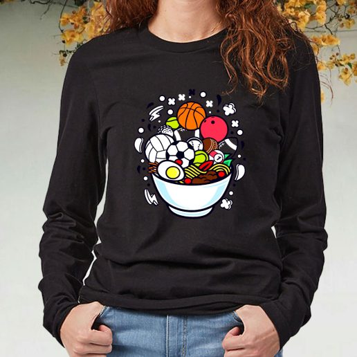 Black Long Sleeve T Shirt Ramen Sports