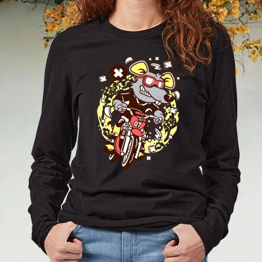 Black Long Sleeve T Shirt Rat Motocross Rider