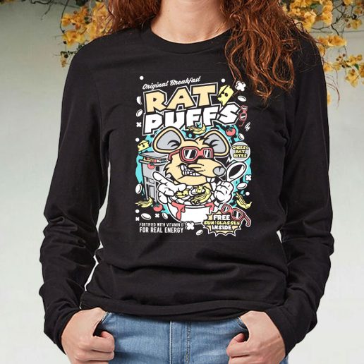 Black Long Sleeve T Shirt Rat Puffs