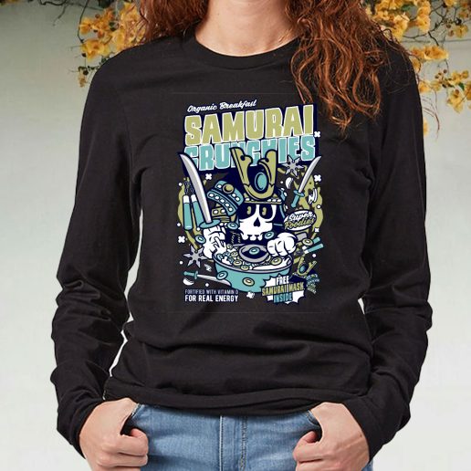 Black Long Sleeve T Shirt Samurai Crunches