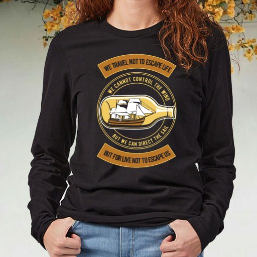 Black Long Sleeve T Shirt Ship In The Bottle