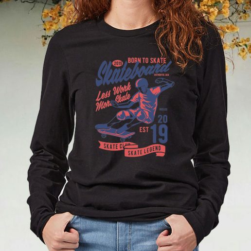 Black Long Sleeve T Shirt Skateboard Club