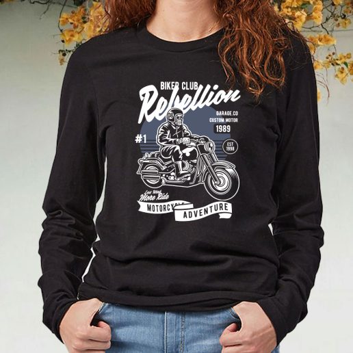 Black Long Sleeve T Shirt Skull Motorbiker