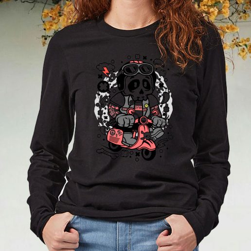 Black Long Sleeve T Shirt Skull Scooterist