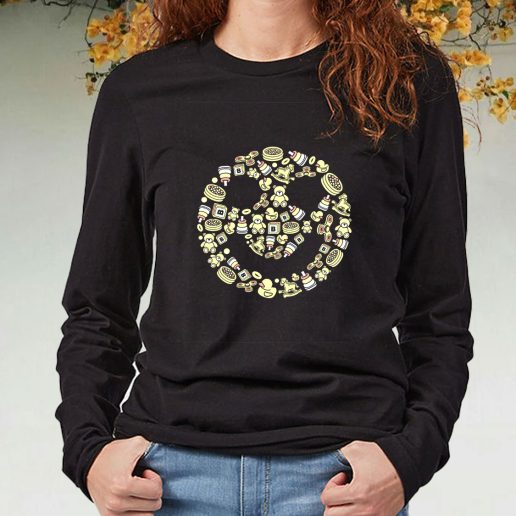 Black Long Sleeve T Shirt Smile