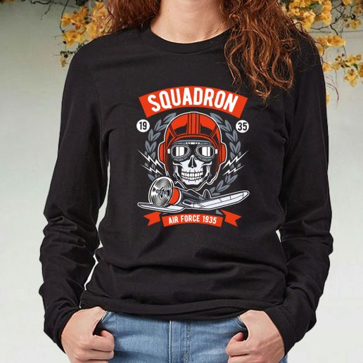 Black Long Sleeve T Shirt Squadron Air Force