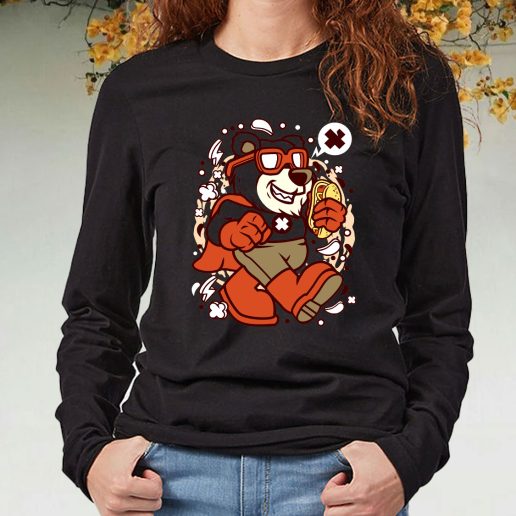 Black Long Sleeve T Shirt Super Bear