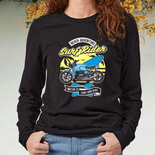 Black Long Sleeve T Shirt Surf Rider