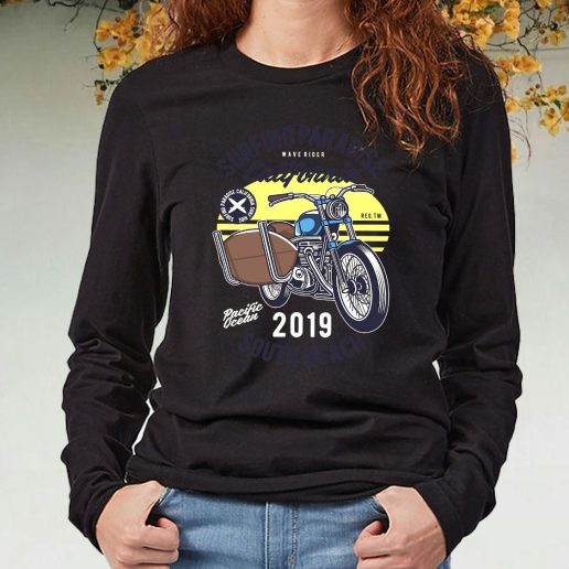 Black Long Sleeve T Shirt Surfboard Ride