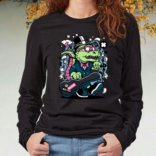 Black Long Sleeve T Shirt Trex Guitar