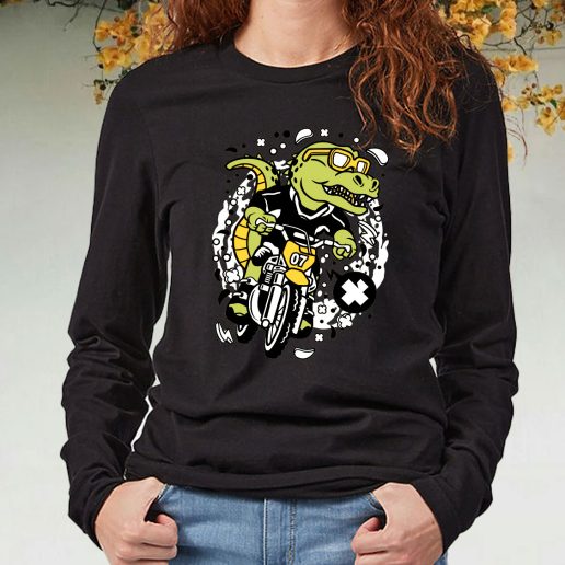 Black Long Sleeve T Shirt Trex Motocross Rider