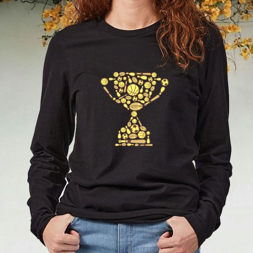 Black Long Sleeve T Shirt Trophy