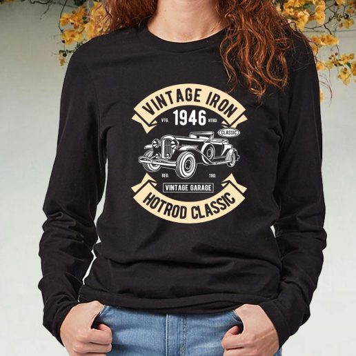 Black Long Sleeve T Shirt Vintage Iron Classic