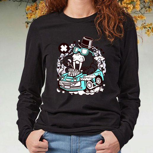 Black Long Sleeve T Shirt Walrus Hotrod