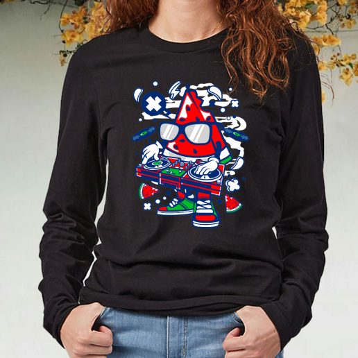 Black Long Sleeve T Shirt Watermelon Dj