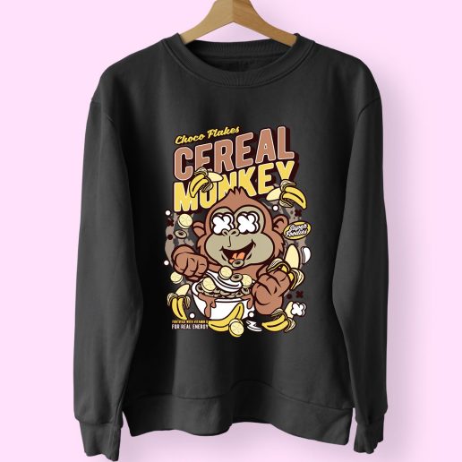 Cereal Monkey Funny Graphic Sweatshirt