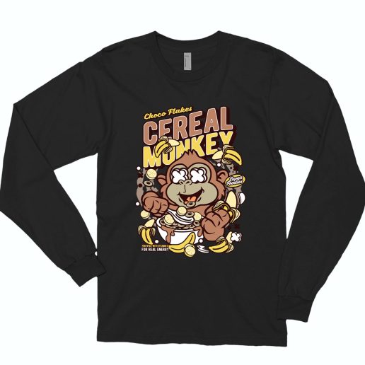 Cereal Monkey Funny Long Sleeve T shirt