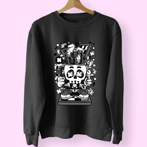 Chess Skull Head Funny Graphic Sweatshirt