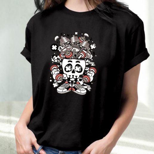 Classic T Shirt Barbell Skull Head Fashion Trends